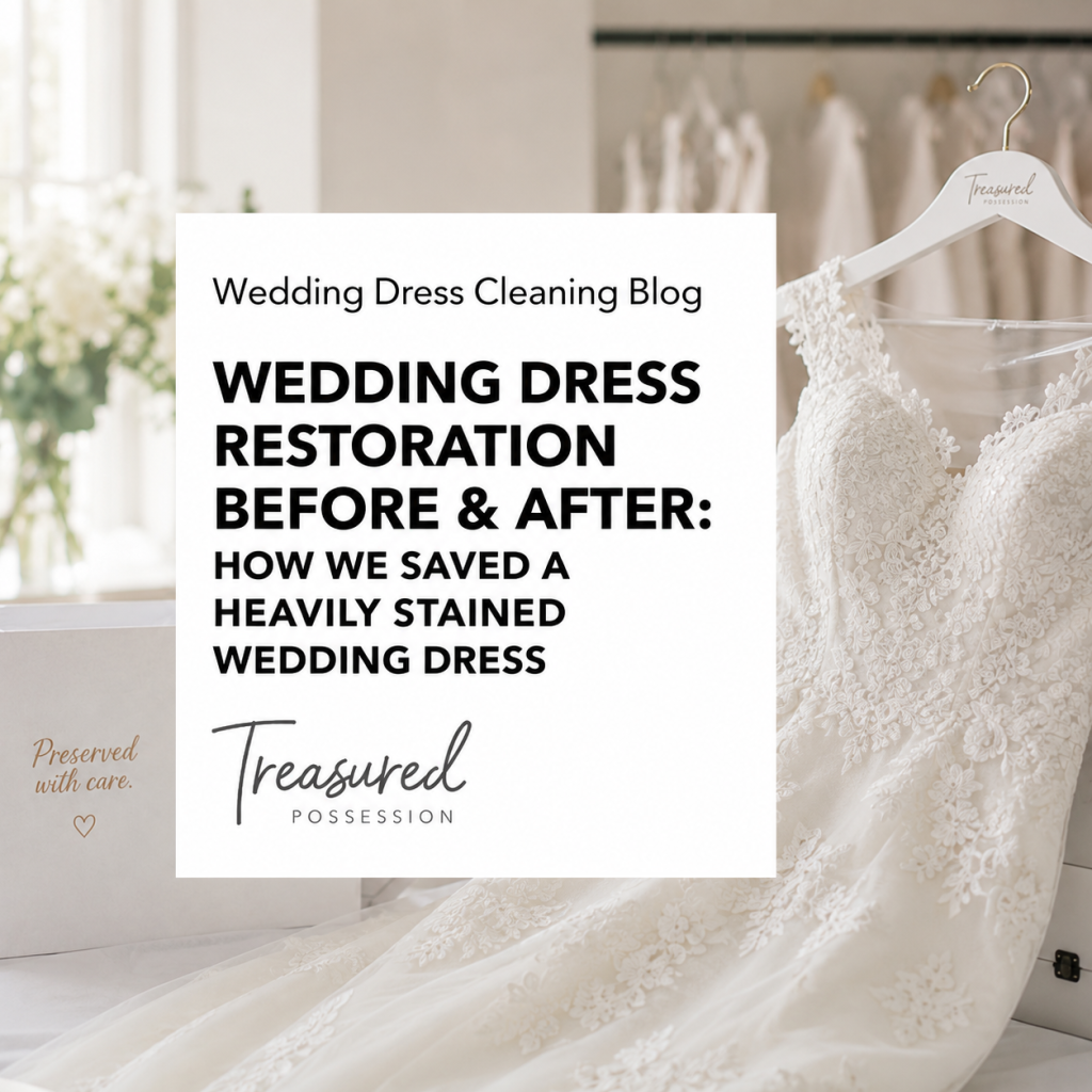 wedding dress restoration for heavily stained dress